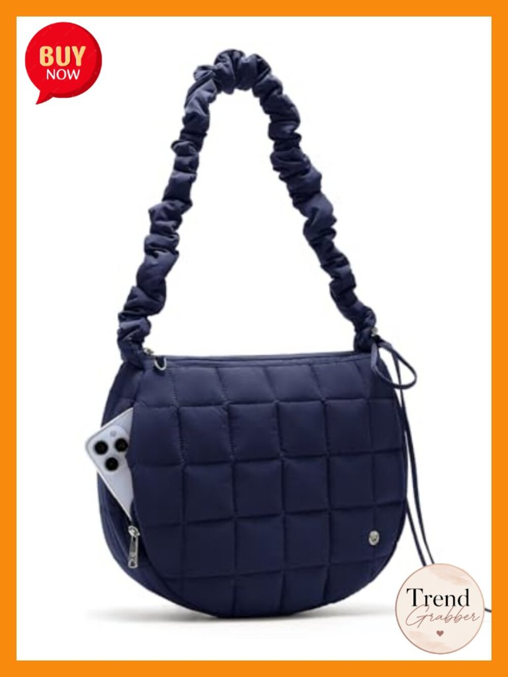 WESTBRONCO Nylon Quilted Puffer Crossbody Bag Drawstring Strap Travel